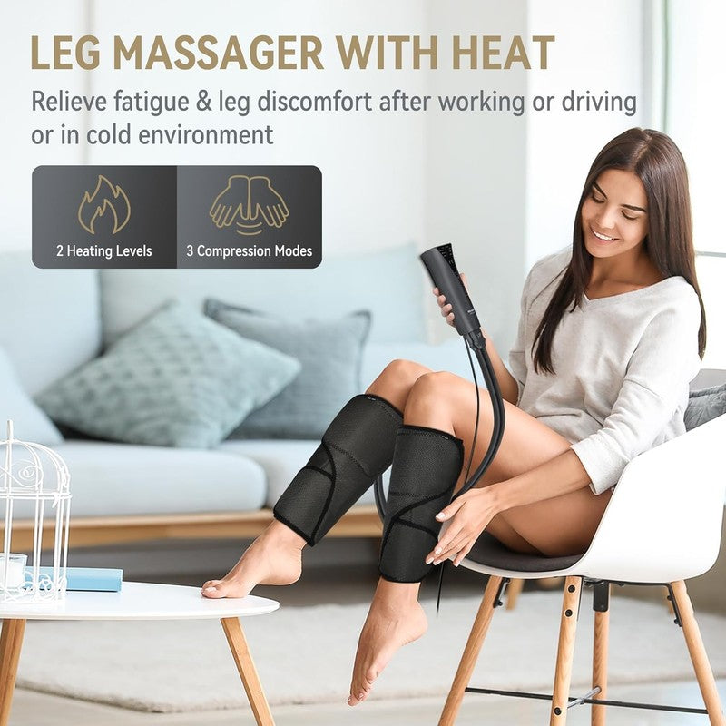 Leg Massager w/ Heat Air Compression Calf Circulation Pain Relief RLS Edema1
