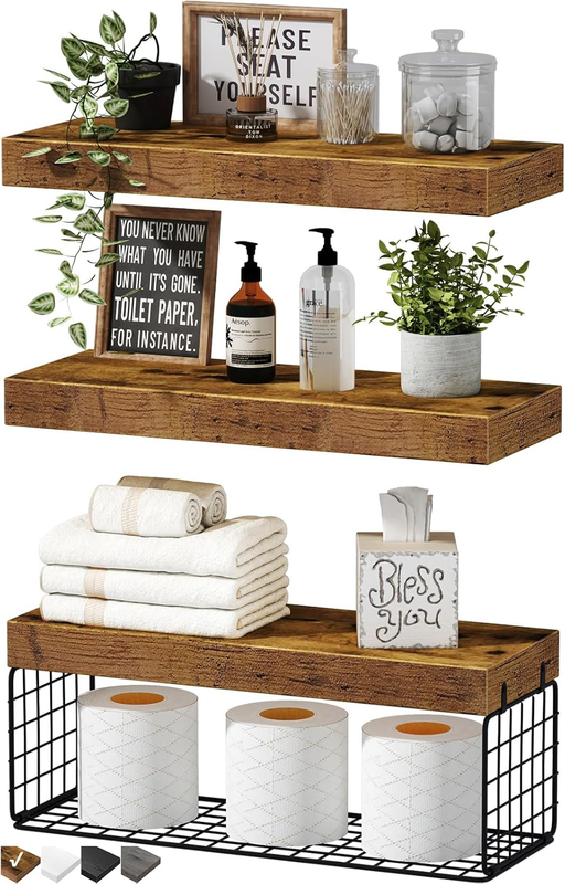 Bathroom Shelves over Toilet - Wall Mounted Floating Shelves Storage9
