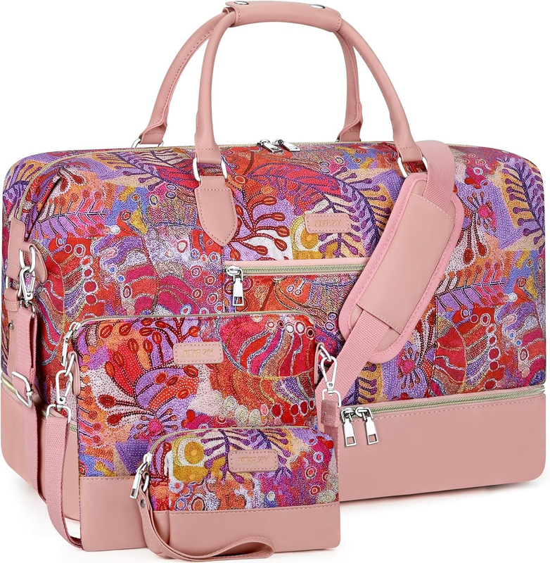 Women’s Weekender Travel Duffel Bag Carry On Overnight w/ Shoe Compartment Nylon10