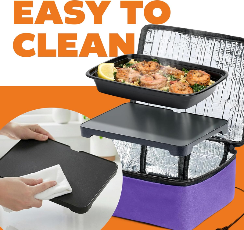 Mini Heated Lunch Box 12V Portable Electric Food Warmer Purple3
