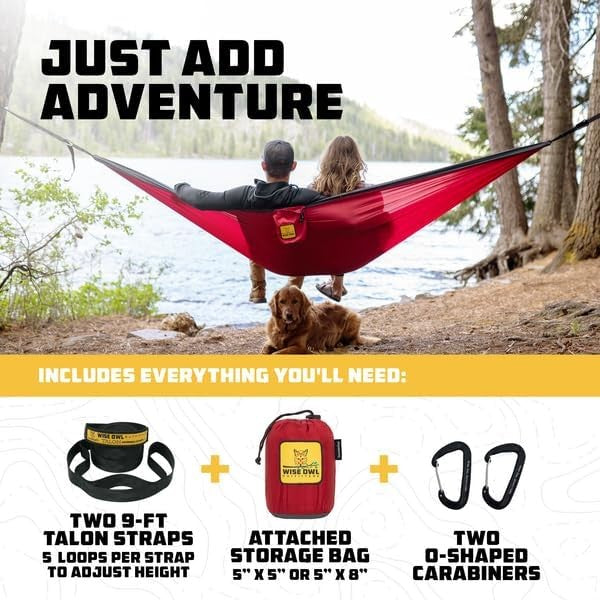 Camping Hammock w/ Tree Straps – Portable 500LB Travel & Hiking Gear3