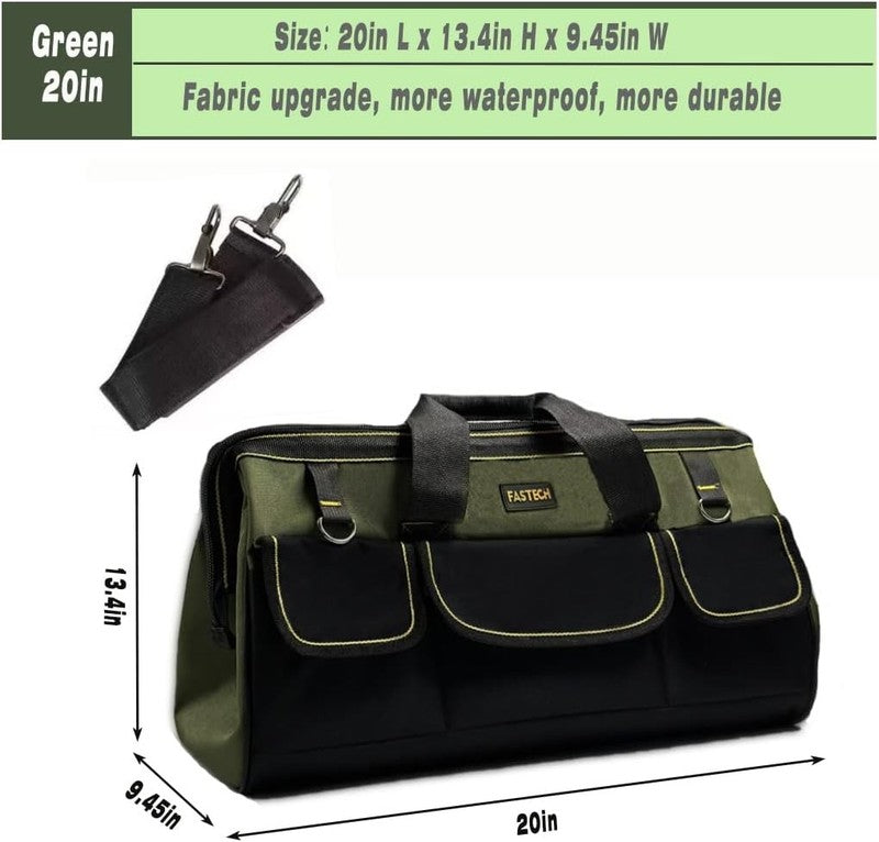 20" Wide Mouth Tool Bag Waterproof Organizer Tote Adjustable Strap No Bottom1
