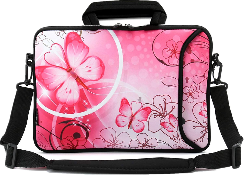 14 15.6 Laptop Sleeve Bag Pink Butterfly Neoprene Carry Case w/ Handle8