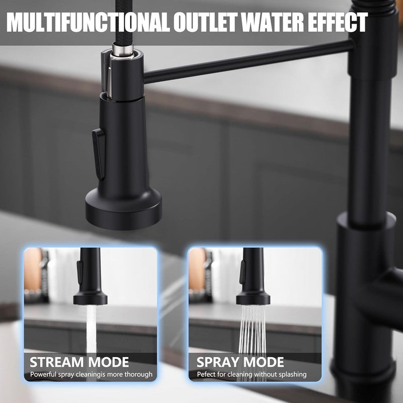 Black Kitchen Faucet Pull Down Sprayer Single Hole for Farmhouse RV Utility2