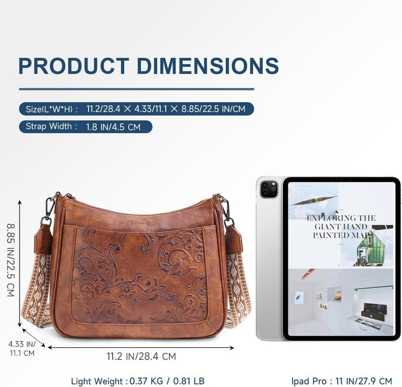 Women Crossbody Bag Vegan Leather Multi Pocket Adjustable Strap Shoulder Purse4