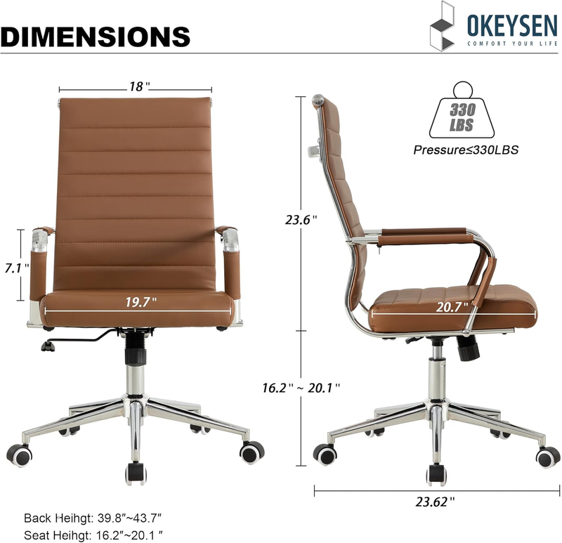 Brown Executive Office Chair Ergonomic Leather Swivel Adjustable Desk2
