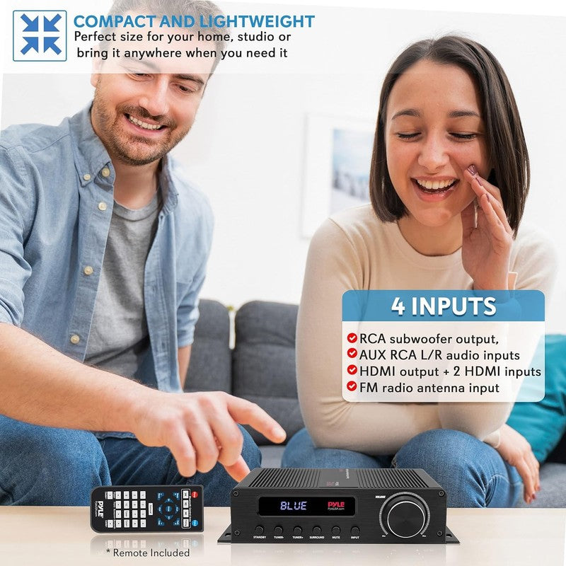 100W 5 Channel Bluetooth Home Audio Amplifier with HDMI & Subwoofer Input3