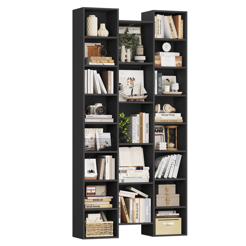 21-Cube Bookcase and Bookshelves with Adjustable Shelves, 71.3'' Triple Width Op7