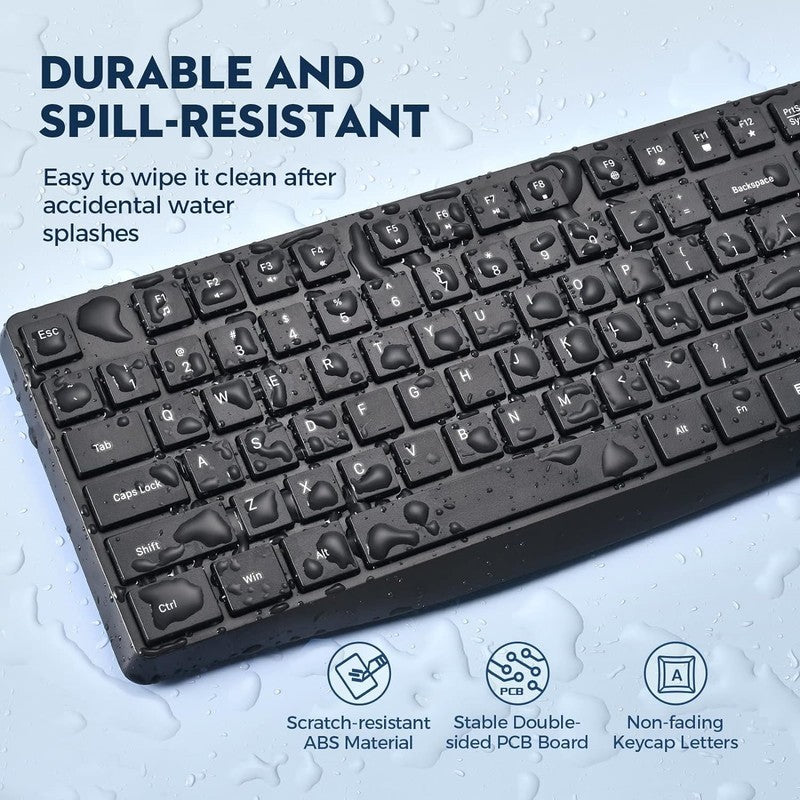 Wireless Keyboard and Mouse Combo, 104 Full-Size Adjustable Keyboard with Batter11