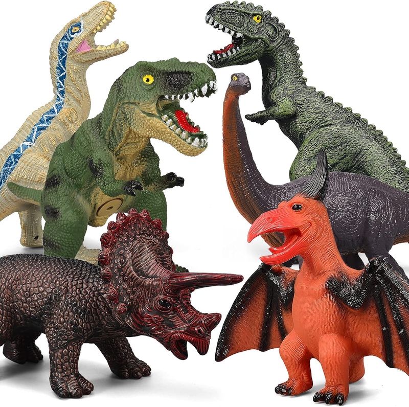 6 Piece Jumbo Dinosaur Toys for Kids 3-5 and Toddlers, Large Soft Dinosaur Toys 9
