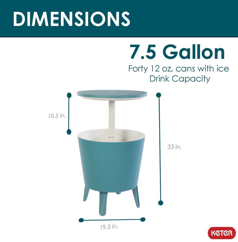 Modern 2-in-1 Cooler & Side Table Outdoor Patio Bar Teal5