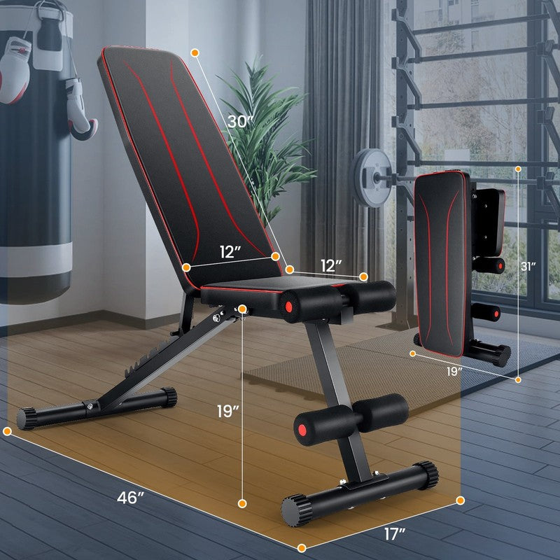 Foldable 8-Position Adjustable Weight Bench 660lb Incline Decline Home Gym3