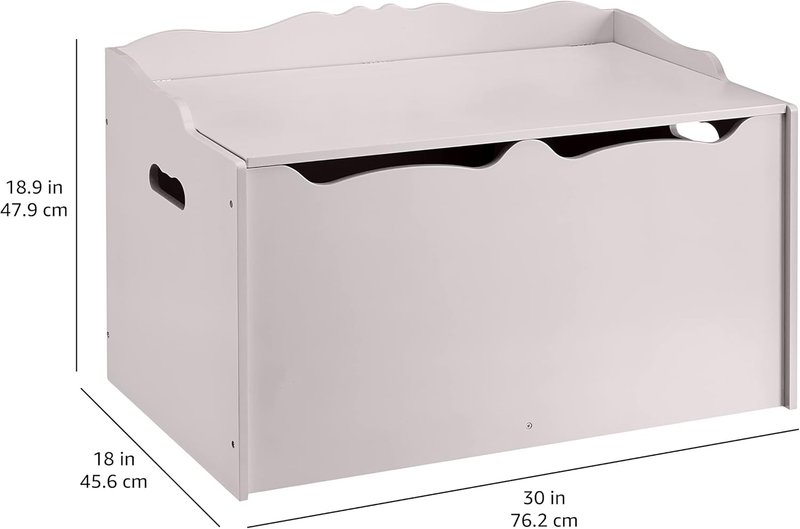 Kids Toy Box, Wooden Organizer Storage Chest, Gray, 30" X 18" X 19"6