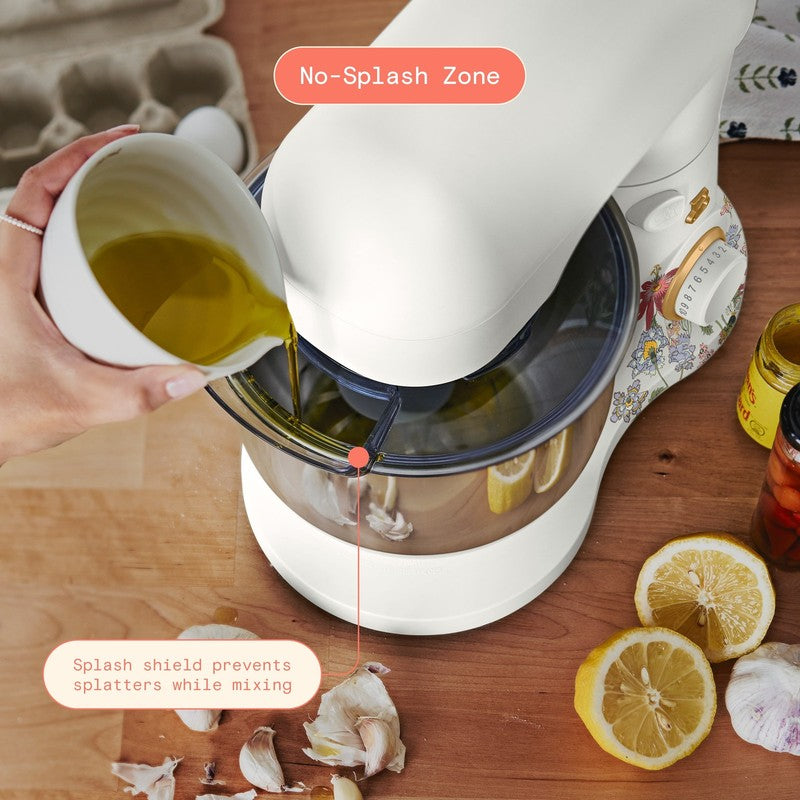 3.5 Qt Stand Mixer Wildflower White Icing w/ Flat Beater Dough Hook & Whisk4