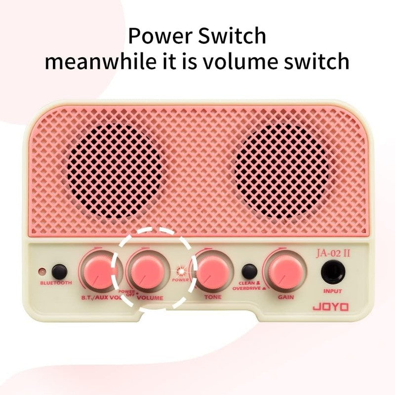 JA-02 II Mini Guitar Amp, 5W Bluetooth Rechargeable Practice Amplifier (Pink)6