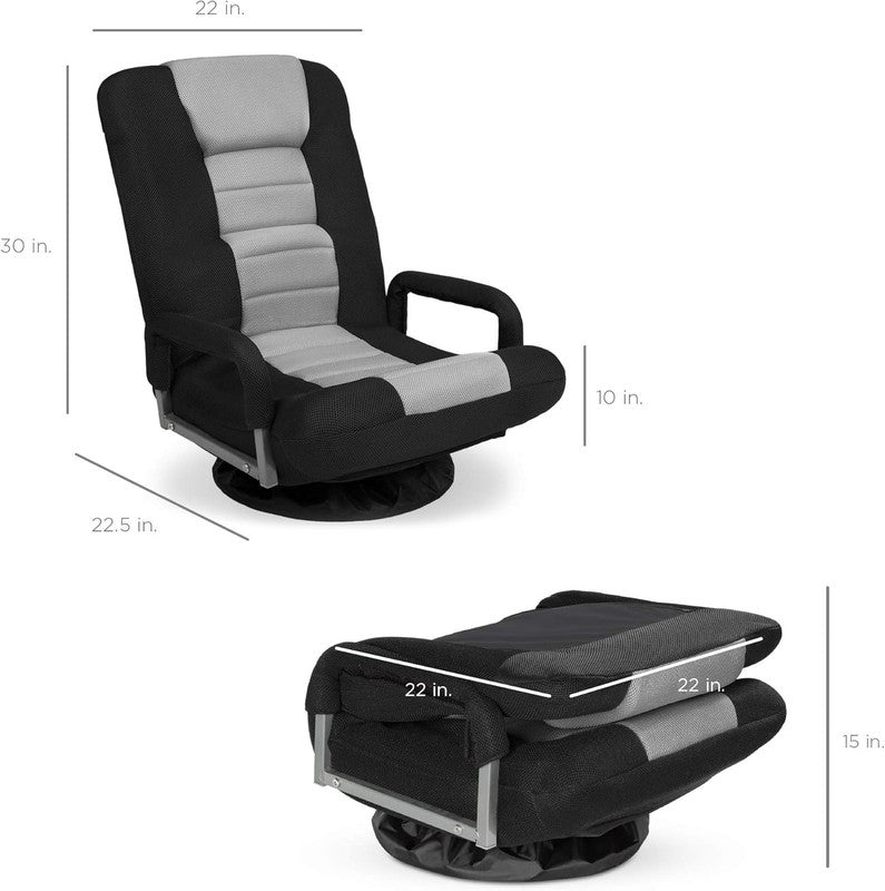 Gaming Floor Rocker Chair 360° Swivel, Lumbar Support Black/Gray1