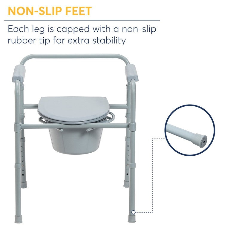 Steel Folding Deep Seat Bedside Commode, Gray5