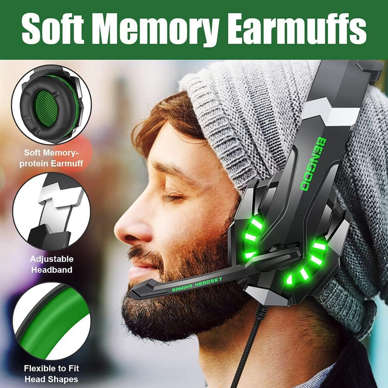 Stereo Gaming Headset for PS4 Xbox One PC Noise Cancelling Mic LED2