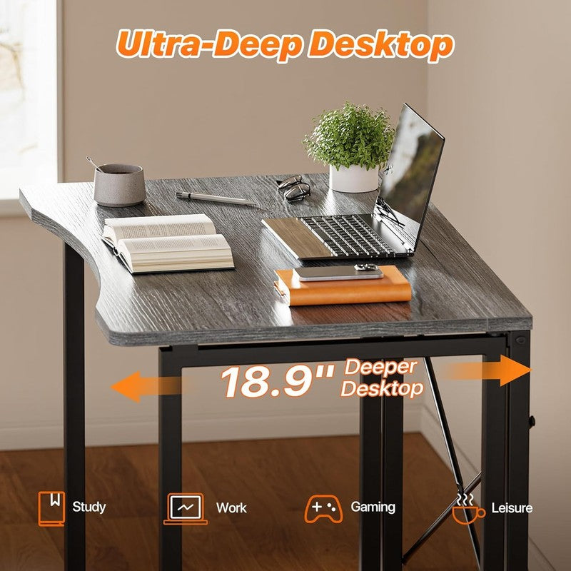 31.5" Folding Desk Grey   Small Space, Home Office, Easy Fold, Compact Design3