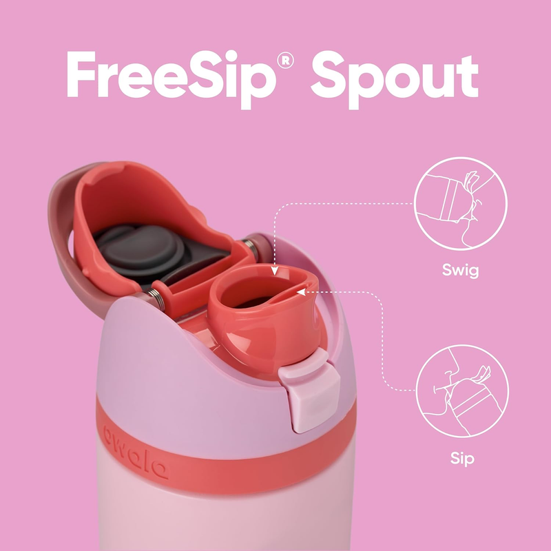 Owala FreeSip 24oz Insulated Stainless Steel Bottle Pink Angel Food1