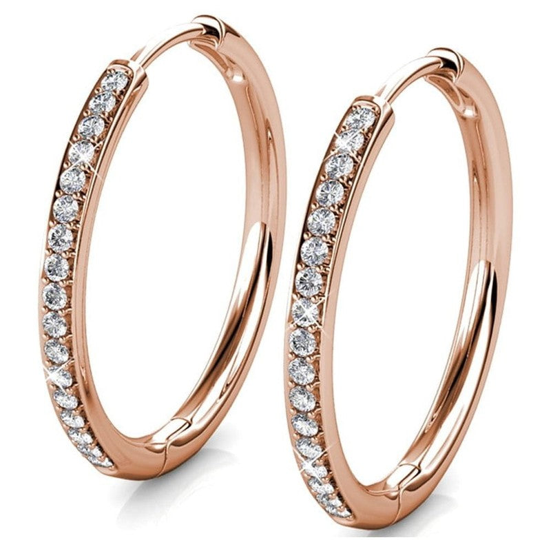 Bianca 18K Rose Gold Plated 25Mm Hoop Earrings with Crystals for Women9