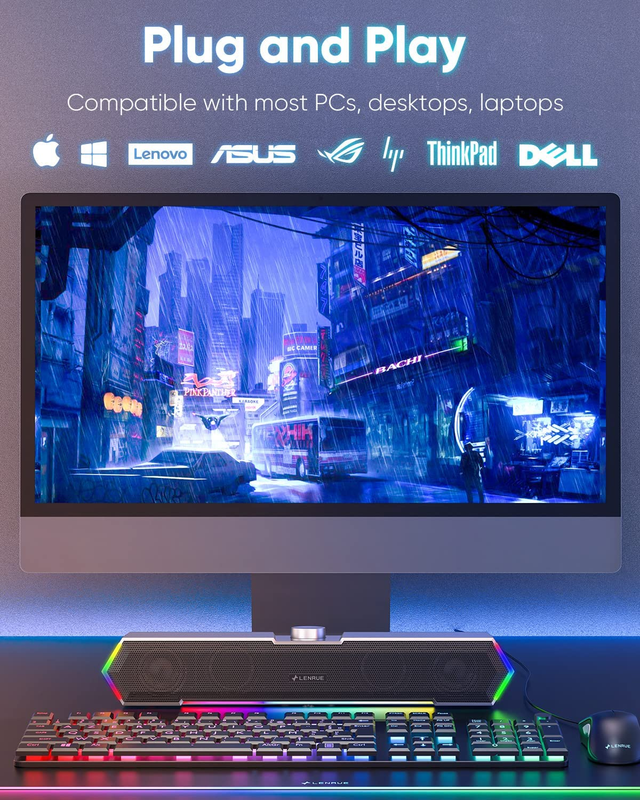 G11 Computer Speakers for Desktop, Touch Lights PC Speakers with Surge Clear Sou4