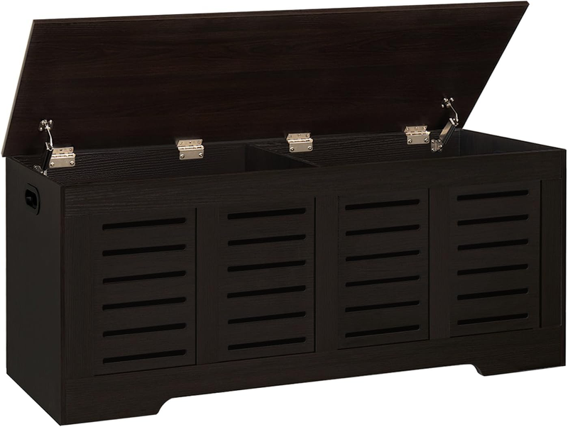 47.3'' Wooden Toy Box Storage Chest Flip Top Entryway Shoe Bench Espresso9