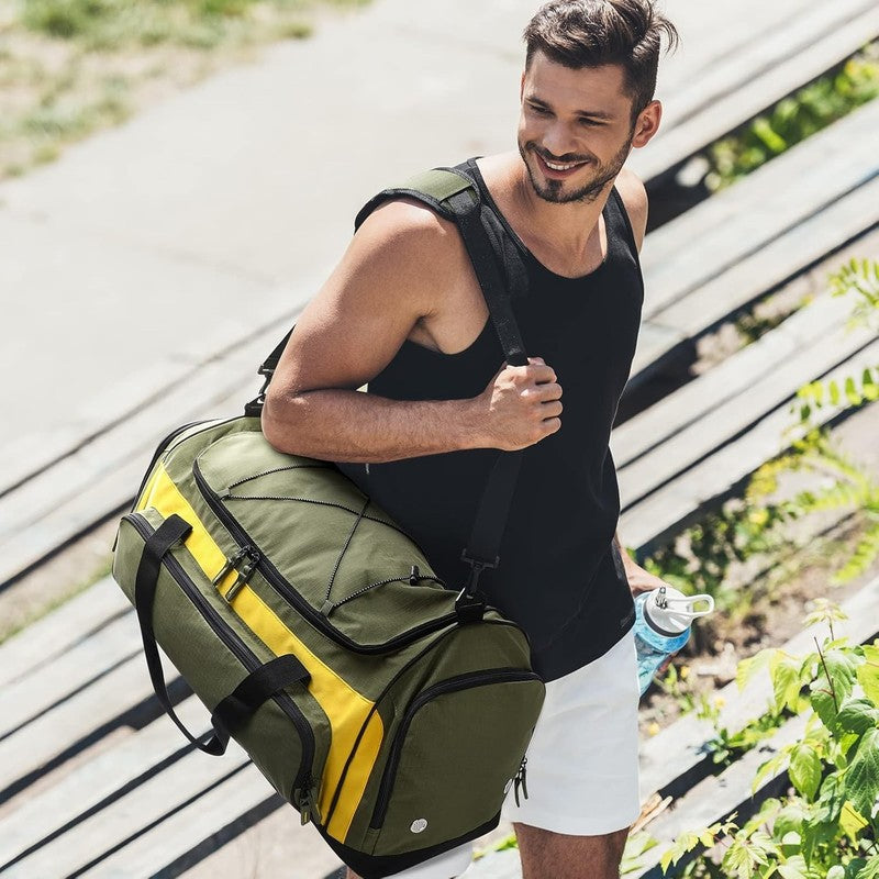 60L Large Gym Duffle Bag for Men w/ Shoe Compartment Lightweight Travel Green6