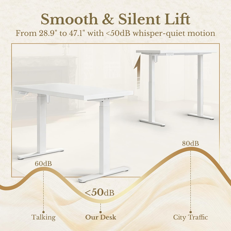 Electric Standing Desk 48in Adjustable Height Home Office Desk White2