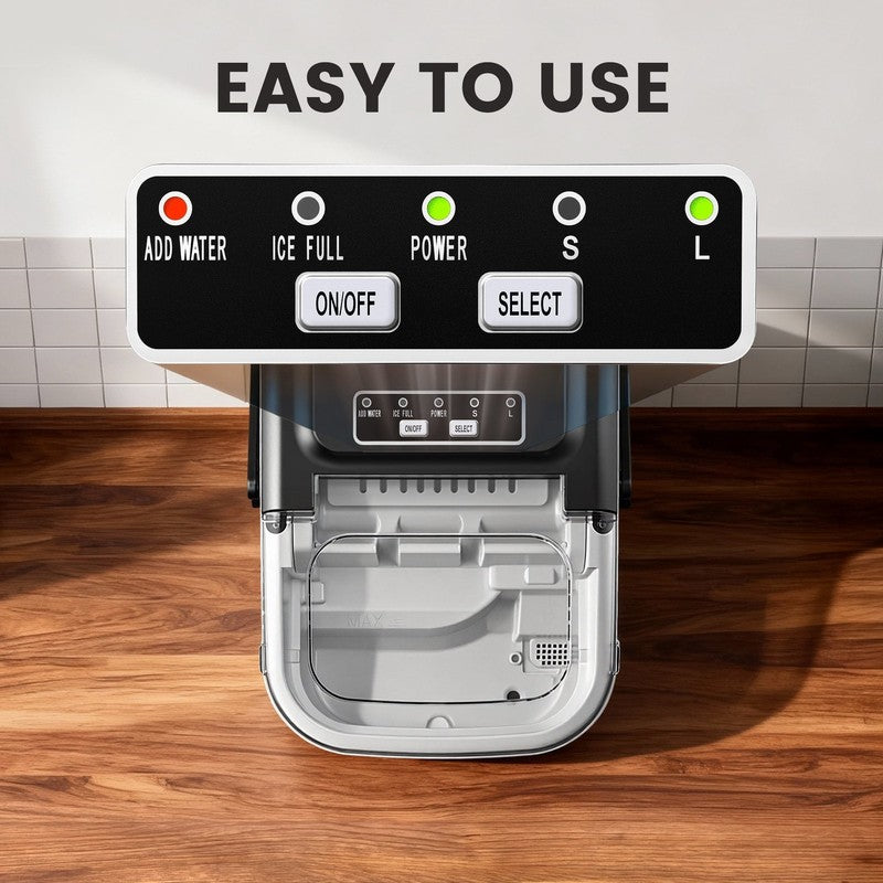 Countertop Ice Maker, 26Lbs Portable Small Ice Makers with Handle, 8 Cubes in 6 2