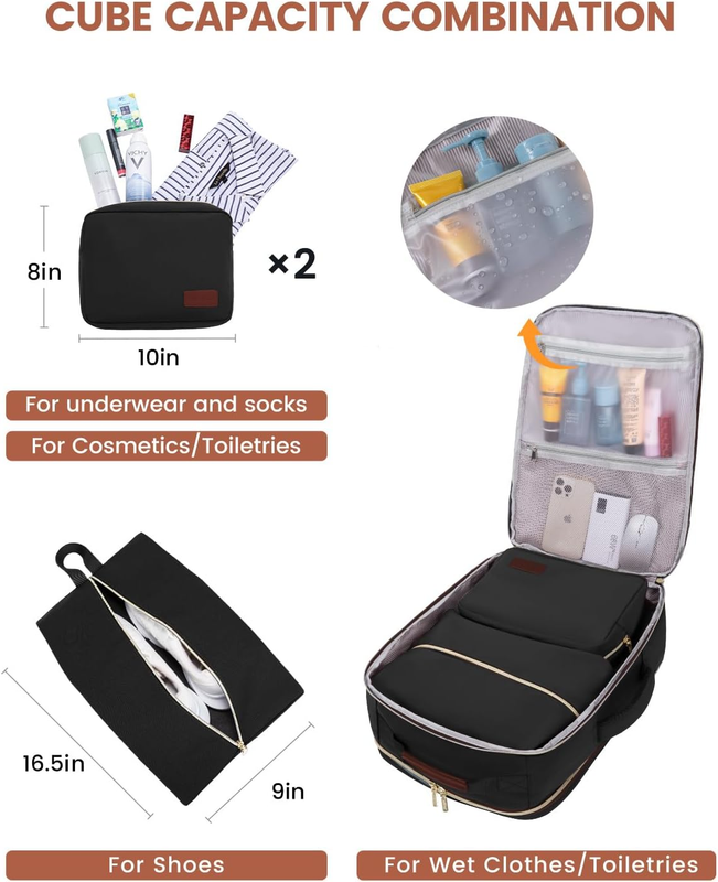 40L Travel Backpack Carry On TSA Approved 17in Laptop 3 Packing Cubes4