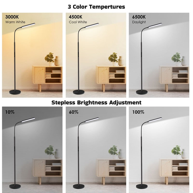 LED Dimmable Floor Lamp w/ Remote & Touch, 3 Colors, Black Modern Standing Lamp3