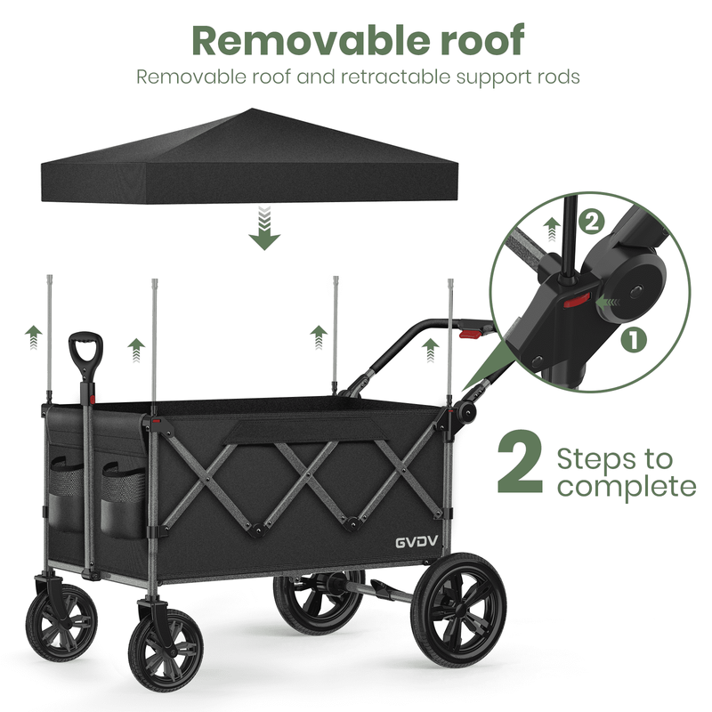 Stroller Wagon for Kids, 3-In-1 Collapsible Double Stroller Wagon for Toddlers, 6