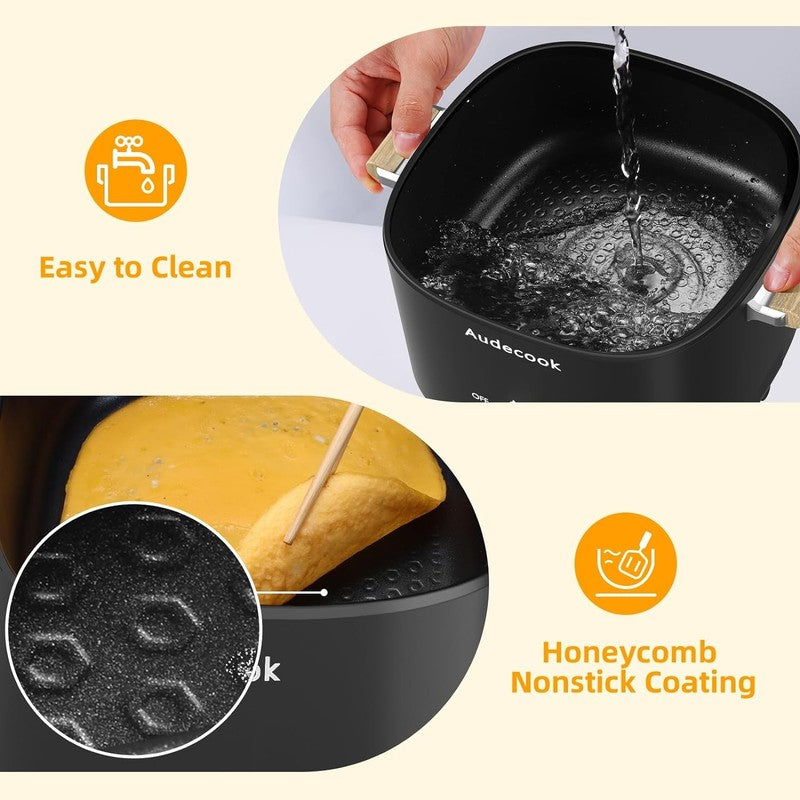 2.5L Electric Hot Pot Nonstick Multicooker Portable Dual Temp Control Black5