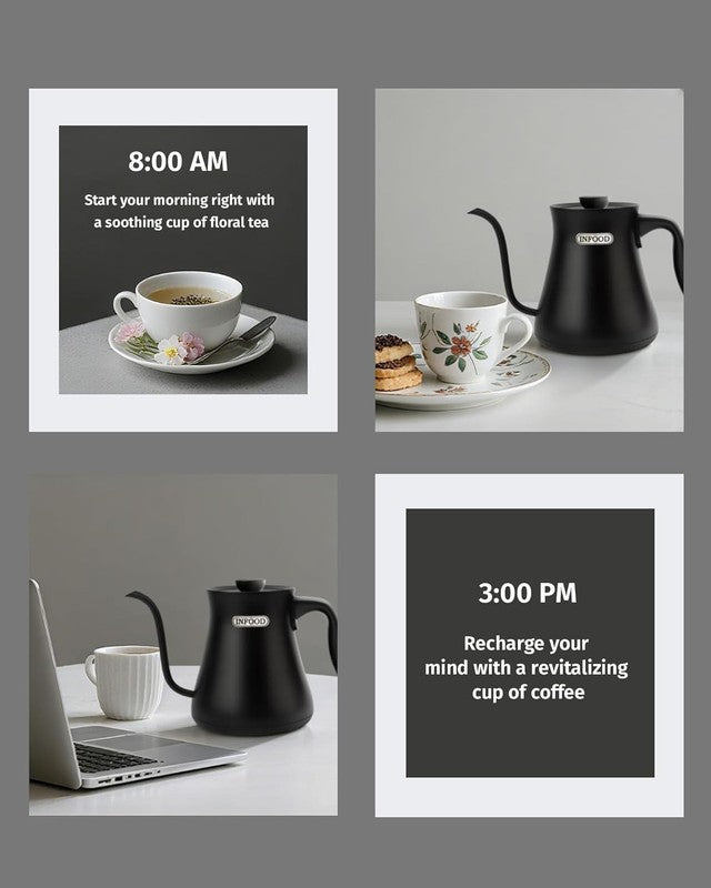 Gooseneck Electric Kettle 0.8L 1200W Stainless Steel Black Temp Control Auto Off6