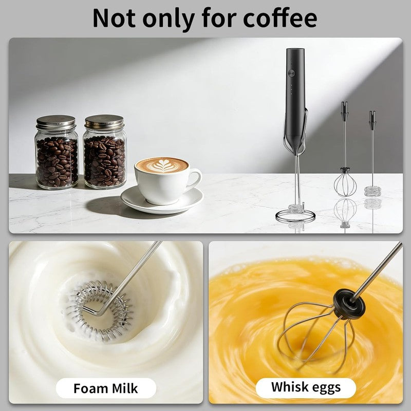 Kitchen Milk Frother Handheld with Stand, 3 Speeds Adjustable Mixer Electric Han4