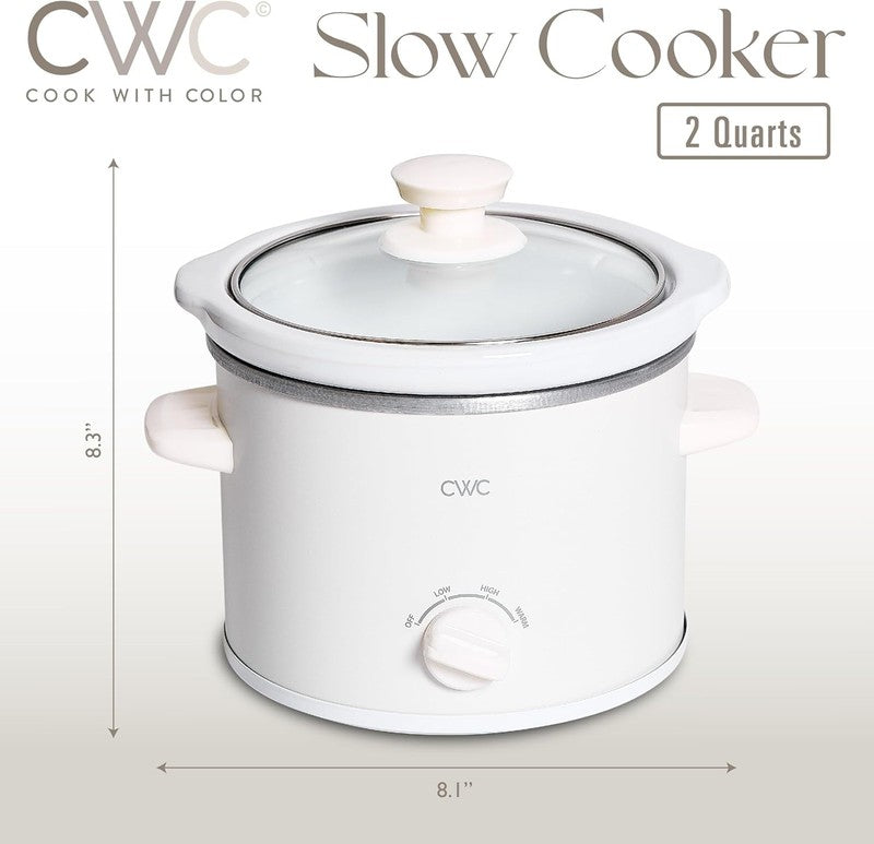 Slow Cooker, Crock Pot, 2-Quart Removable Stoneware Mini Crock Pot, Cream2