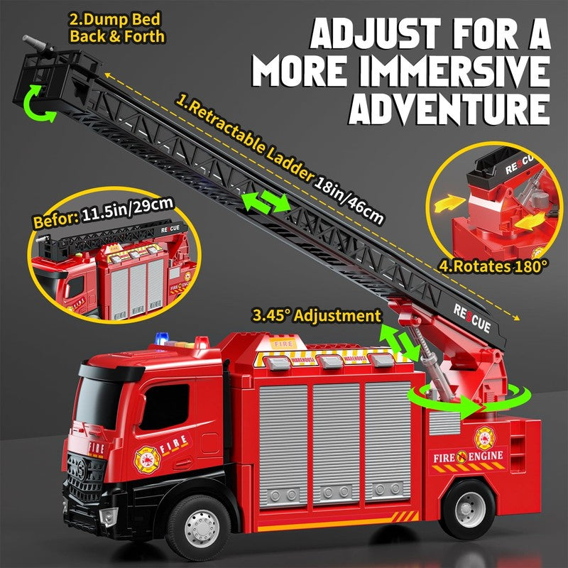 Fire Truck Toy for Boys 2–5 – Lights, Siren Sounds, Water Spray, Ladder & 6 Mini3