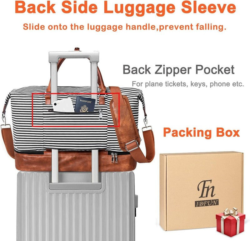 21in Weekender Duffle Bag Women 3Pc Set Carry On Travel w/ Shoe Compartment4