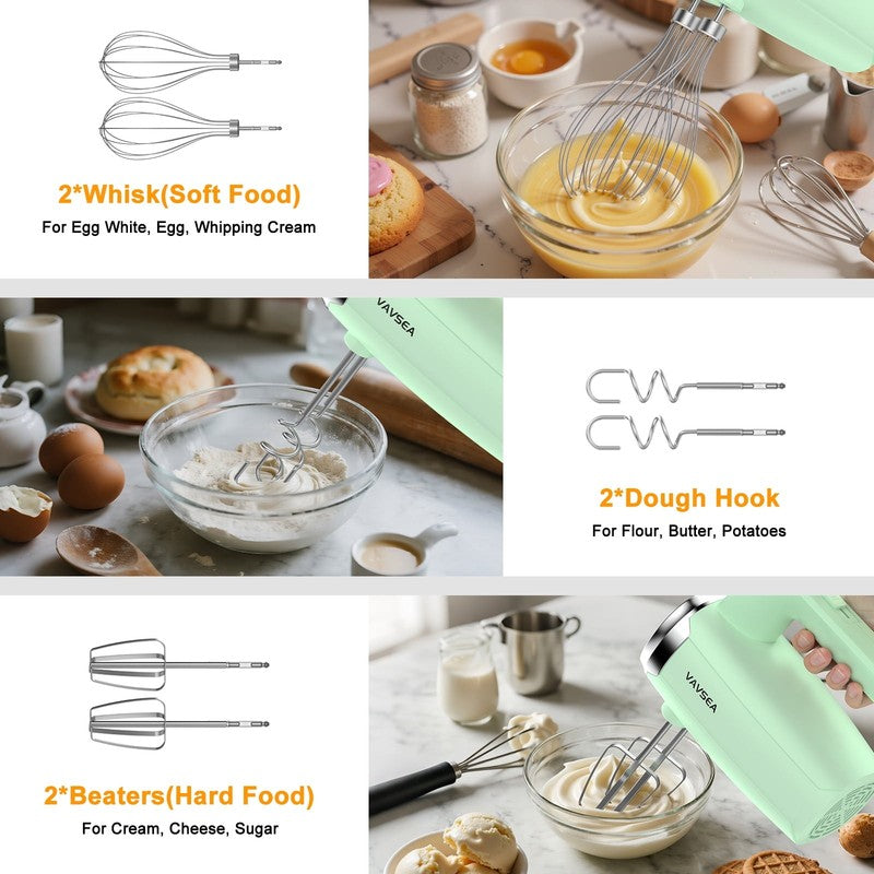 Electric Hand Mixer with 32 Attachments, Includes 2 Whisk, 2 Dough Hooks, 2 Beat6