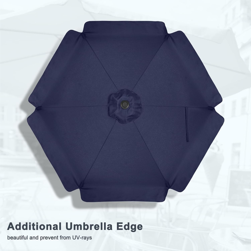Small 7.5FT Patio Umbrella Crank Tilt 6 Ribs UV Fade Resistant Blue3
