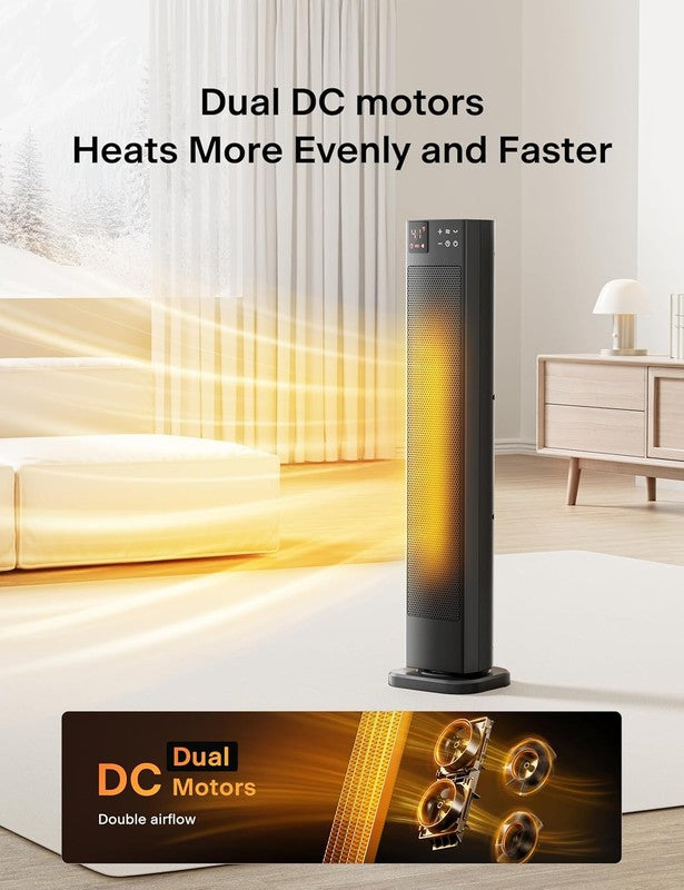 30” Ceramic Tower Space Heater with Adjustable Thermostat for Large Room, 75° Os2