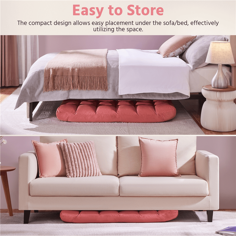 Floor Folding Gaming Sofa Chair with 14 Adjustable Positions, Pink5
