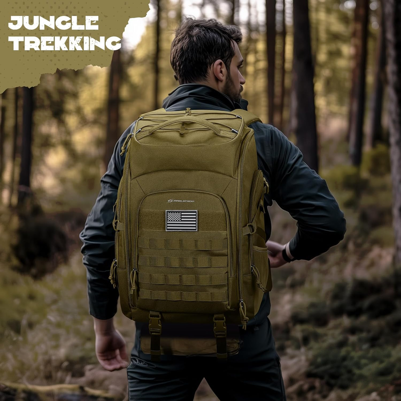 Tactical Backpack 40L Men Water Resistant Hiking Camping Gym Molle Khaki5