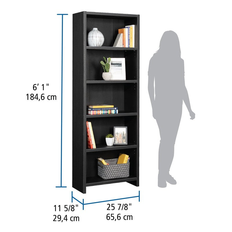 Westley 5 Shelf Bookcase, Black Finish2