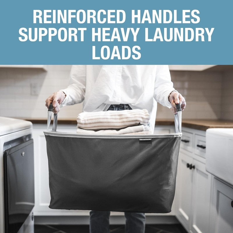 Collapsible Laundry Basket Hamper 2-Pack 60L Shadow Gray Foldable Organizer3