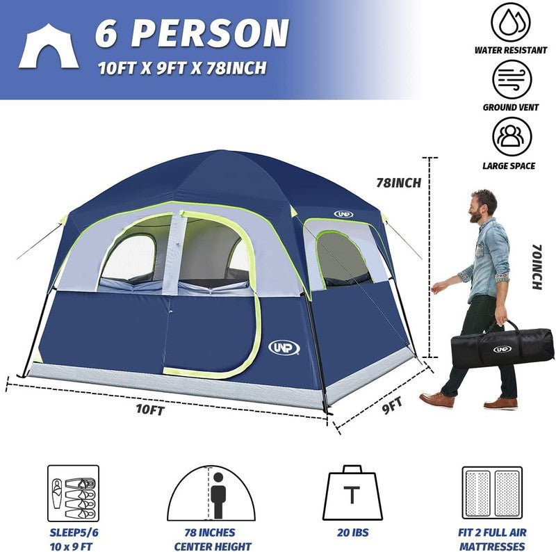 Tents 6 Person Waterproof Windproof Easy Setup,Double Layer Family Camping Tent 1