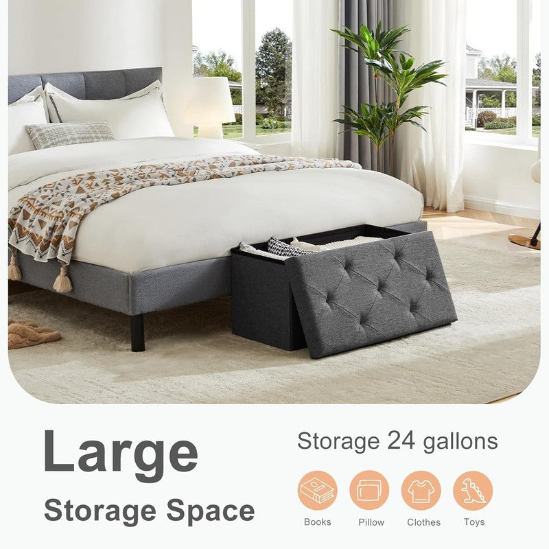30In Folding Storage Ottoman Bench, Footrest Chest Seat 660Lbs, Deep Grey5