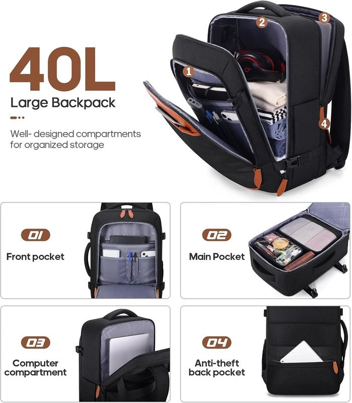 3 Piece Luggage Set 20" Carry On Spinner Hardside Suitcase w/ TSA Lock Black4