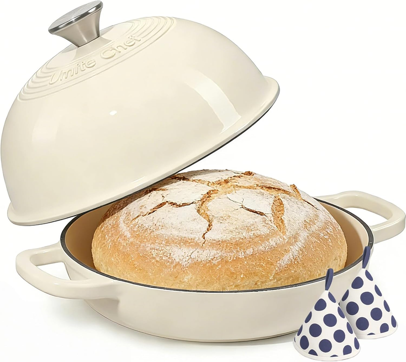 Enameled round Cast Iron Bread Oven, 6 Qt Cast Iron Dutch Oven for Homemade Sour10